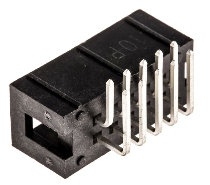 Konektor PCB, počet kontaktů: 10, počet řad: 2, rozteč: 2.54mm izolace pájením, orientace těla: Pravý úhel, Průchozí