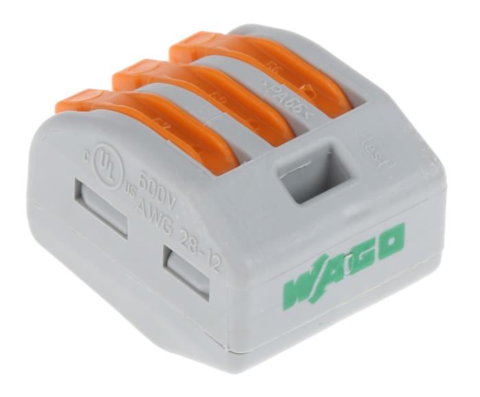 Connecteur à levier WAGO 222, 3 pôles , Cage à ressort, 4mm², 32A