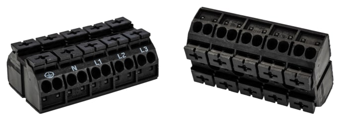 WAGO 862 Series Terminal Strip, 5-Way, 32A, 20 → 12 AWG, Wire, Push-In Cage Clamp Termination