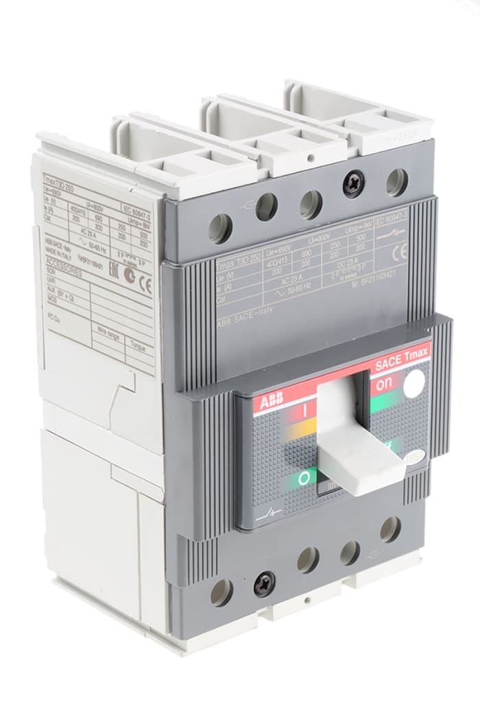 ABB, Tmax MCCB Molded Case Circuit Breaker 250 A, DIN Rail Mount