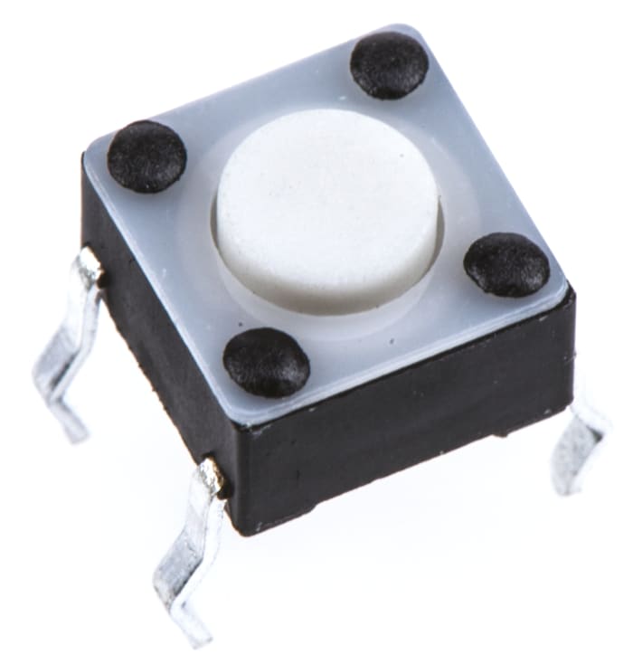TE Connectivity Black Button Tactile Switch, SPST 50 mA @ 24 V dc 0.7mm Surface Mount