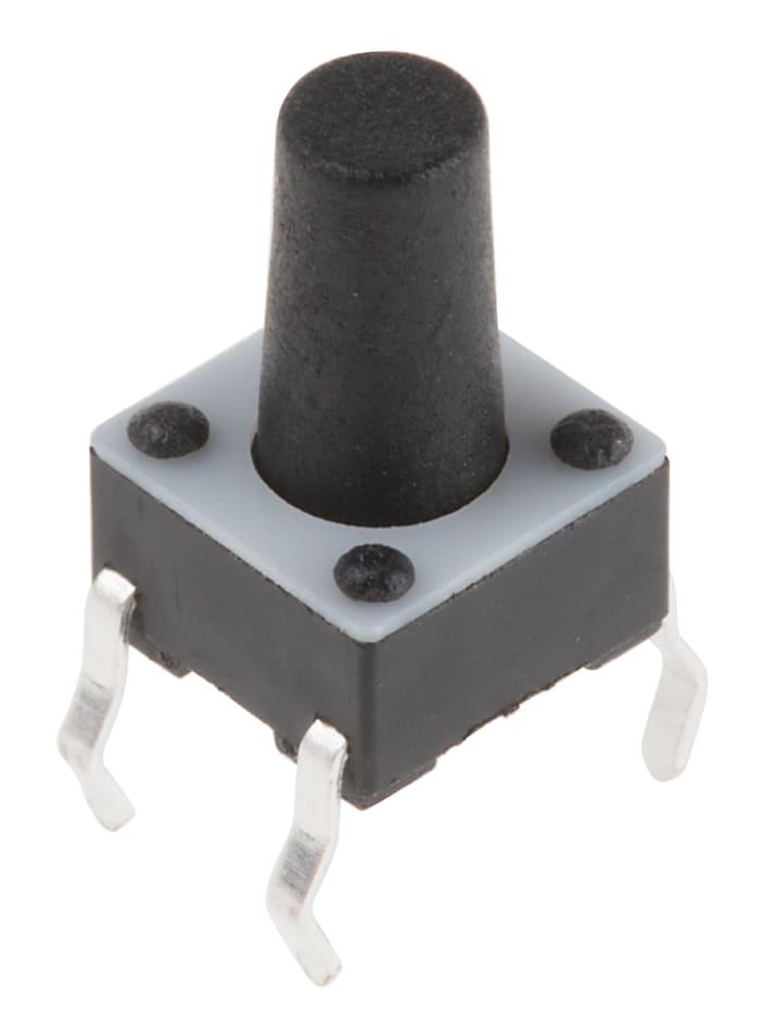 TE Connectivity Black Button Tactile Switch, SPST 50 mA @ 24 V dc 5.9mm PCB, Through Hole