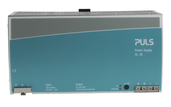 PULS Switch Mode DIN Rail Power Supply, 208 → 240V ac ac Input, 24V dc dc Output, 25.7 → 30A Output, 720W