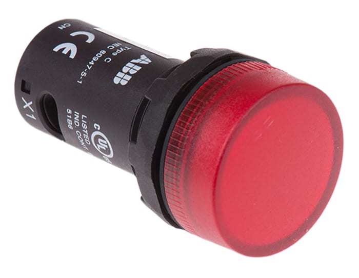 ABB, ABB Compact, Panel Mount Red LED Indicator, 22mm Cutout, IP69K, Round, 230V