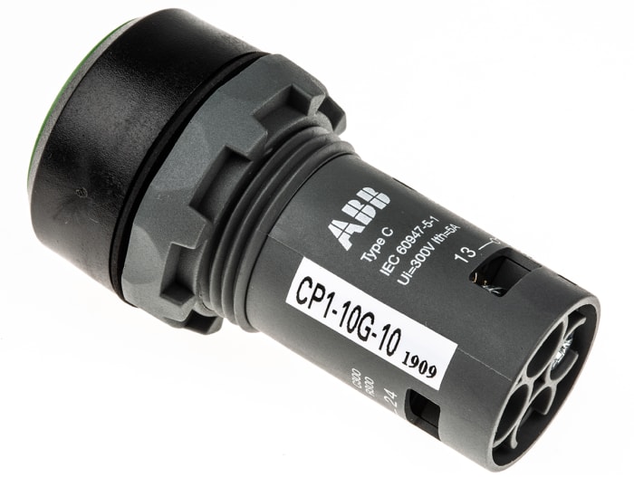ABB Compact Series Push Button, Momentary, Panel Mount, 22mm Cutout, SPST, 300V, IP69K