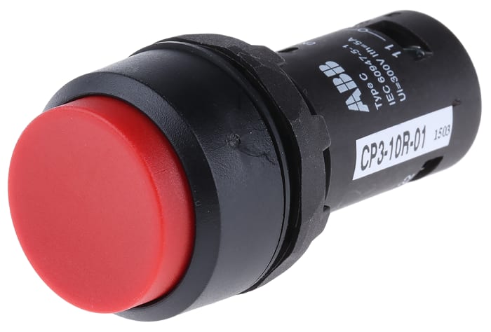 ABB Compact Series Push Button, Panel Mount, 22mm Cutout, SPST, IP69K