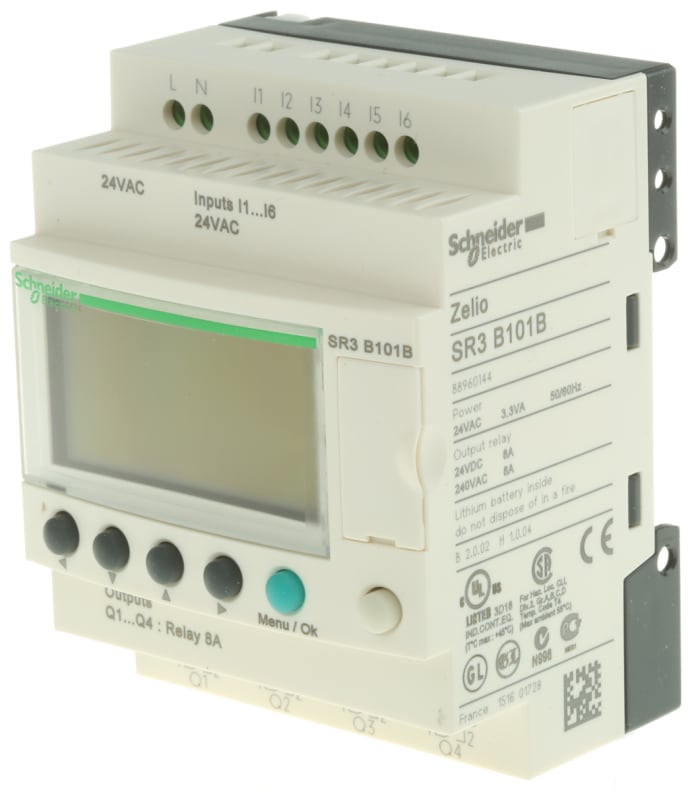 Schneider Electric Zelio Logic Series Logic Module, 24 V ac Supply, Relay Output, 6-Input, Discrete Input