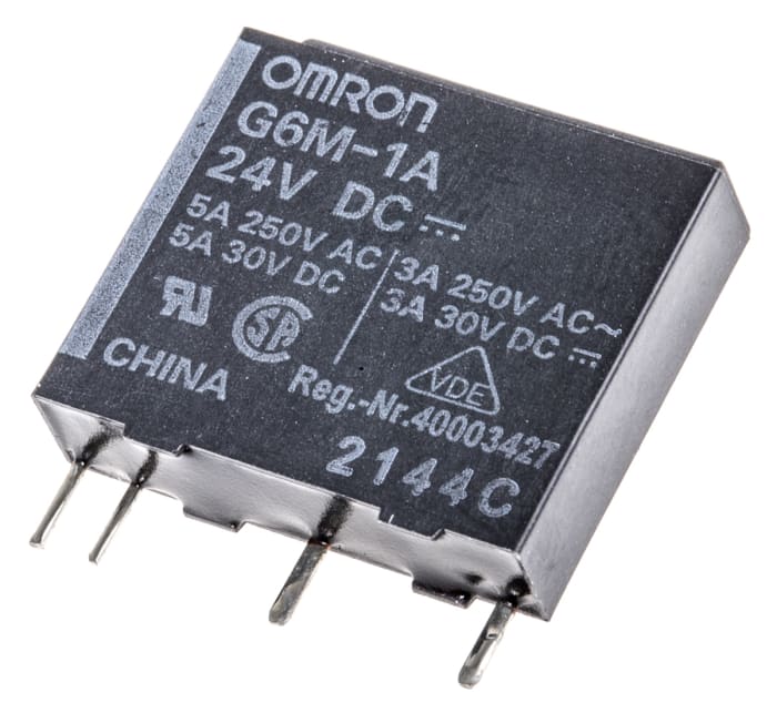 Relais Omron, 1 NO, bobine 24V c.c. Montage sur CI 120mW