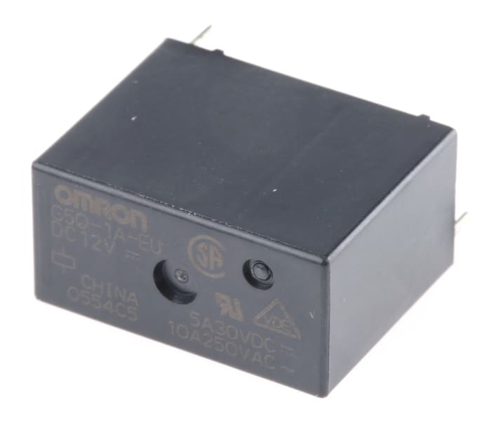 Omron PCB Mount Power Relay, 12V dc Coil, 10A Switching Current, SPST