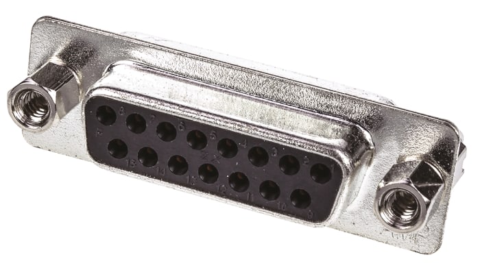 Konektor PCB D-Sub, řada: AMPLIMITE HDP-20, číslo řady: 1634223, počet kontaktů: 15, orientace těla: přímý, Průchozí