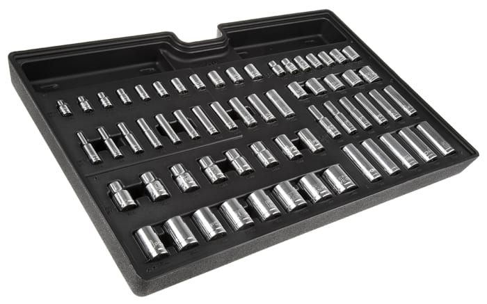 RS PRO 61-Piece Metric 1/2 in; 1/4 in; 3/8 in Deep Socket/Standard Socket Set, 6 point