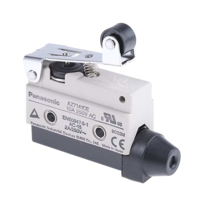 Panasonic AZ7 Series Lever Limit Switch, NO/NC, IP64, SPDT, 250V ac Max, 10A Max