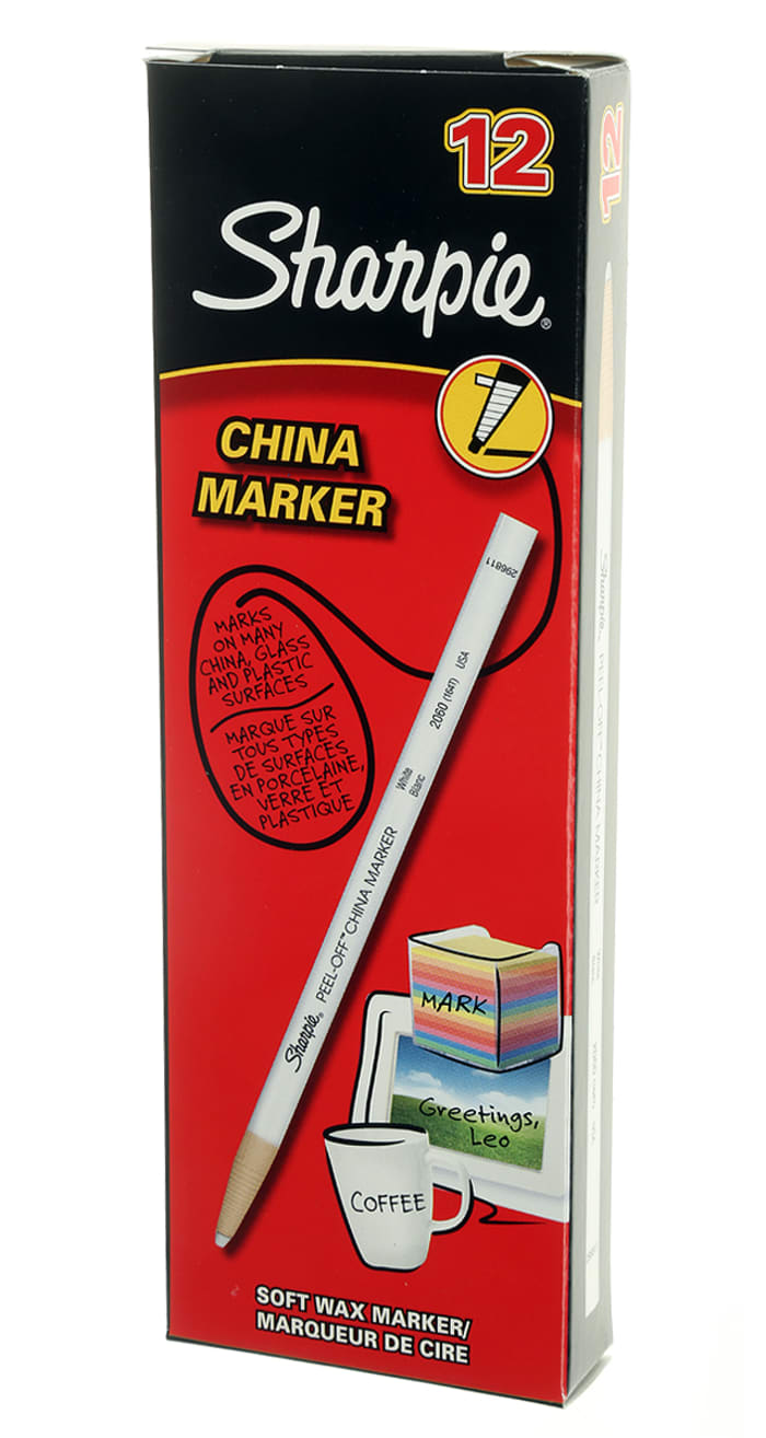 Sharpie Peel-Off China Marker, White, 12-Count