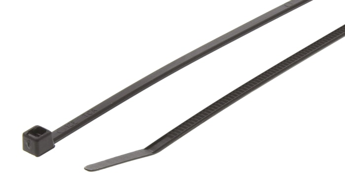 HellermannTyton Cable Tie, Non-Releasable, 260 mm x 3.3 mm, Black Polyamide 66