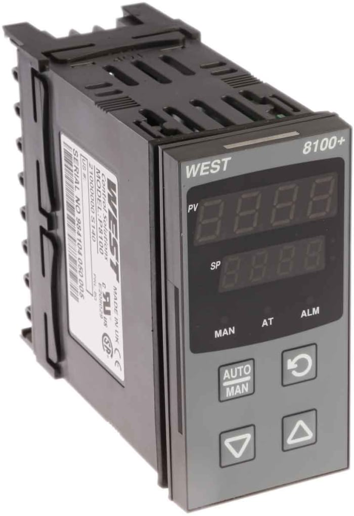 West Instruments P8100 PID Temperature Controller, 96 x 48 (1/8 DIN)mm, 1 Output Relay, 100 → 240 V ac Supply Voltage