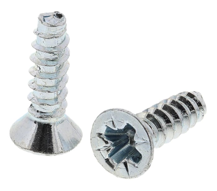 RS PRO Bright Zinc Plated Steel Countersunk Head Thread Forming Screw, N°6 x 1/2in Long 13mm Long