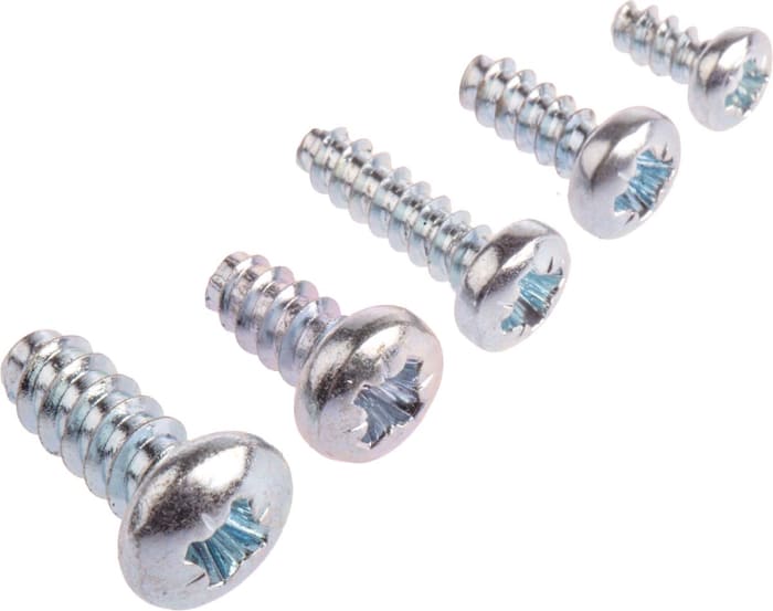 RS PRO Bright Zinc Plated Steel Pan Head Thread Forming Screw, N°4 , 6 , 8, 10 x No.4, No.6, No.8, No.10 x 1/4, 3/8,