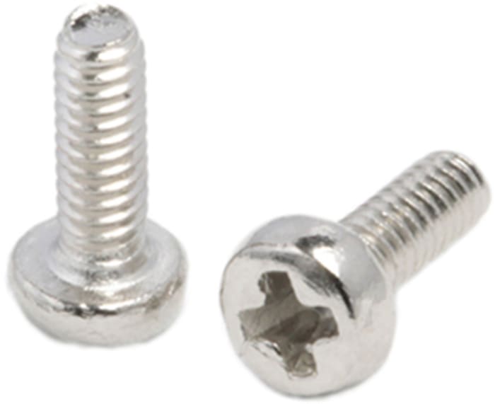 Tornillo de cabeza alomada con huella Pozi RS PRO M2 x 6.0mm, paso de rosca 0.40mm, de Latón chapado en níquel