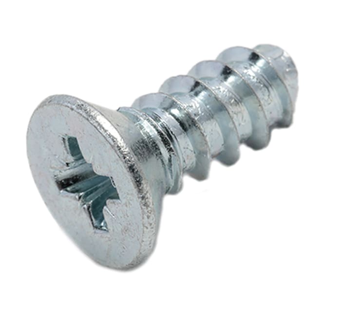 RS PRO Bright Zinc Plated Steel Countersunk Head Thread Forming Screw, N°10 x 1/2in Long