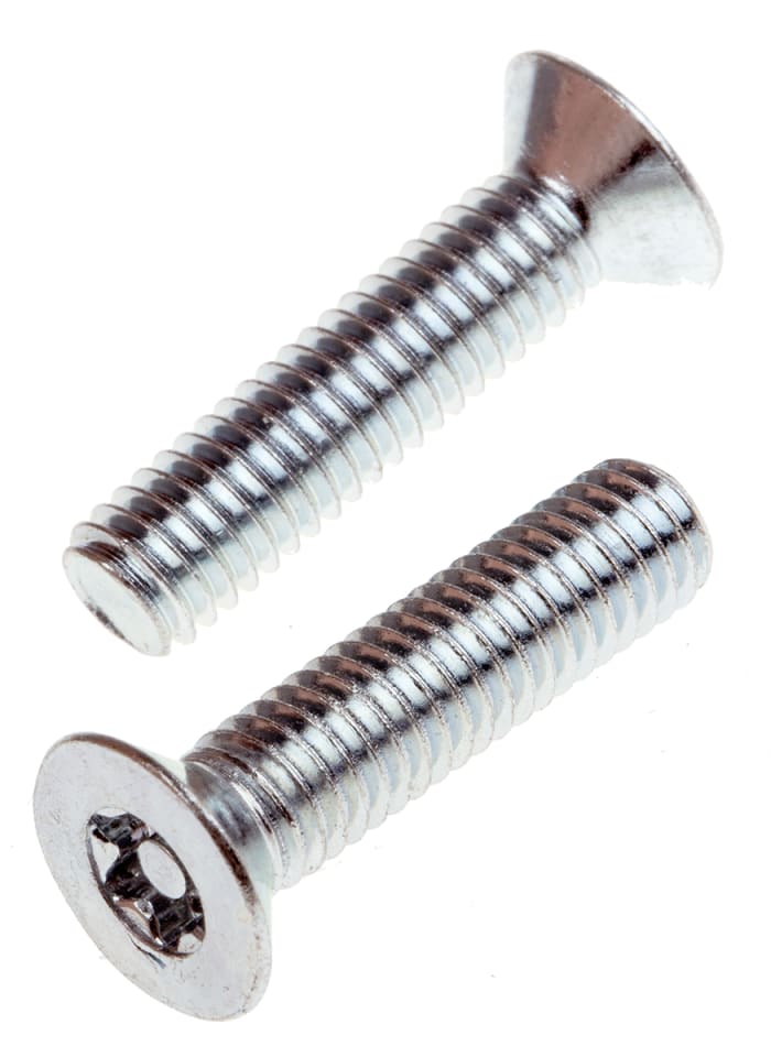 Tornillo de seguridad a prueba de manipulaciones Galvanizado brillante Plano Acero, M6 x 25mm