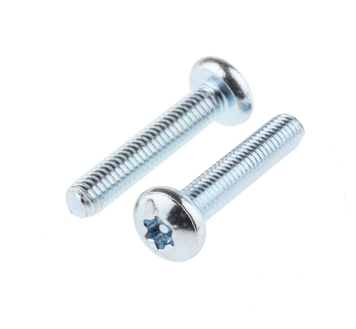 RS PRO Bright Zinc Plated Pan Steel Tamper Proof Security Screw, M5 x 25mm