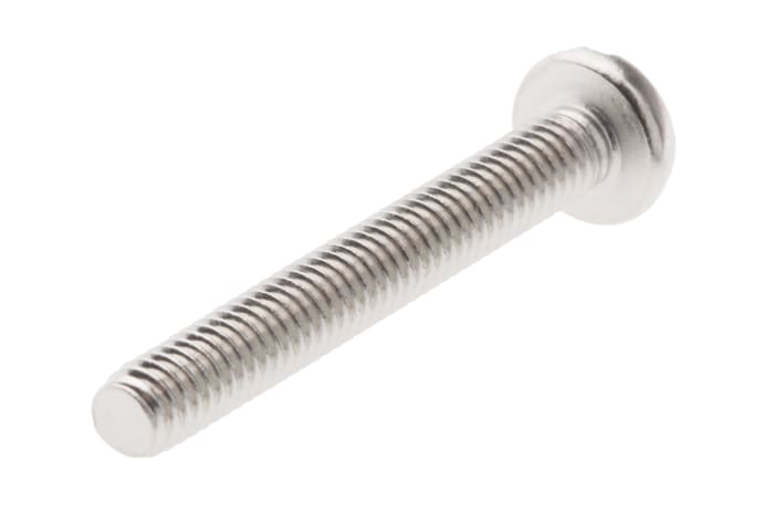 Tornillo de cabeza alomada con huella ranurada RS PRO M4 x 30.0mm, paso de rosca 0.70mm, de Latón chapado en níquel