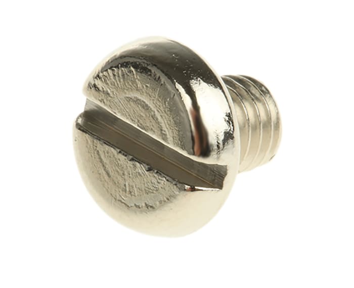 Tornillo de cabeza alomada con huella ranurada RS PRO M5 x 6.0mm, paso de rosca 0.80mm, de Latón chapado en níquel