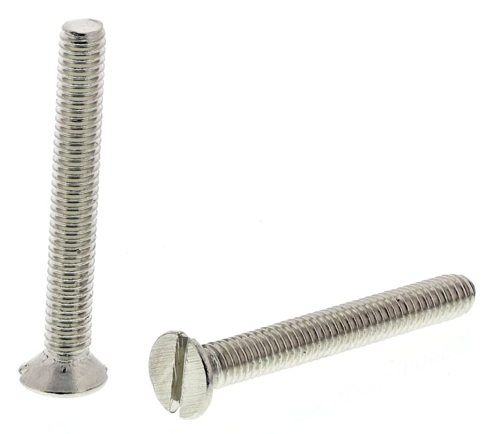 RS PRO Slot Countersunk Brass Machine Screws DIN 963 x 20.0mm