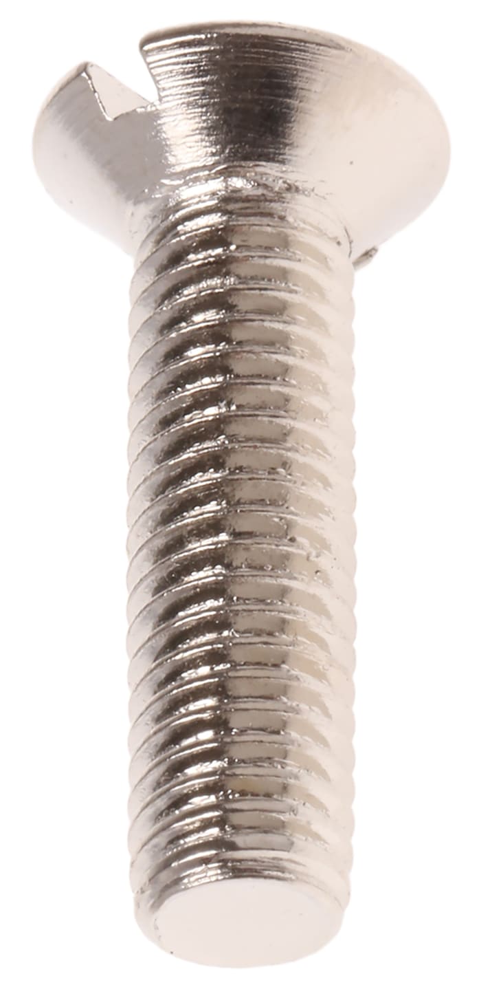 Tornillo de cabeza avellanada con huella ranurada RS PRO M5 x 20.0mm, paso de rosca 0.80mm, de Latón chapado en níquel