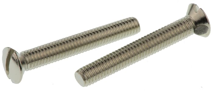 Tornillo de cabeza avellanada con huella ranurada RS PRO M3.5 x 25.0mm, paso de rosca 0.60mm, de Latón chapado en níquel