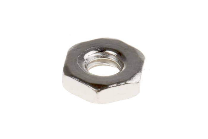 Tuerca hexagonal M2.5 RS PRO de latón Chapado en Níquel, Plano, anch. 5.0mm, alt. 1.60mm