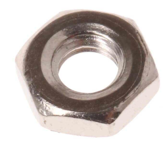 Tuerca hexagonal M3 RS PRO de latón Chapado en Níquel, Plano, anch. 5.50mm, alt. 1.80mm