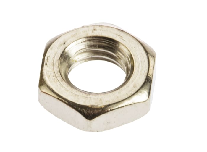 Tuerca hexagonal M6 RS PRO de latón Chapado en Níquel, Plano, anch. 10.0mm, alt. 3.20mm