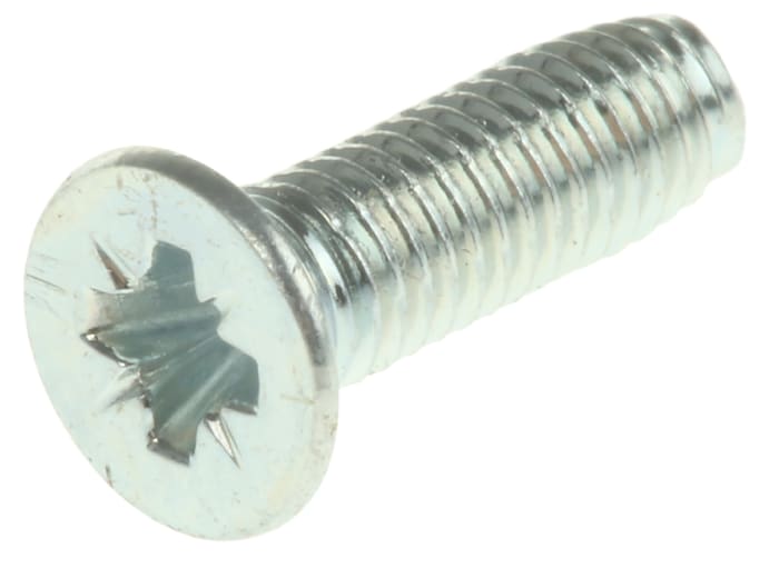RS PRO Bright Zinc Plated Steel Countersunk Head Thread Forming Screw, M3 x 10mm Long