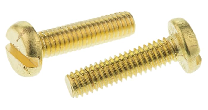 Tornillo de cabeza alomada con huella ranurada RS PRO M4 x 16.0mm, paso de rosca 0.70mm, de Latón