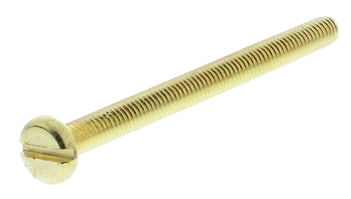 Tornillo de cabeza alomada con huella ranurada RS PRO M4 x 50.0mm, paso de rosca 0.70mm, de Latón