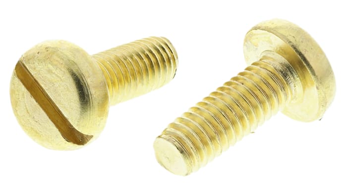 Tornillo de cabeza alomada con huella ranurada RS PRO M6 x 16.0mm, paso de rosca 1.0mm, de Latón