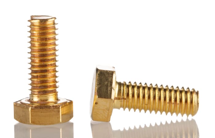 RS PRO Plain Brass, Hex Bolt, M6 x 20.0mm