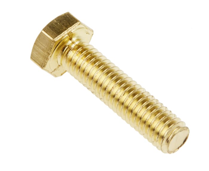 RS PRO Plain Brass, Hex Bolt, M6 x 25.0mm