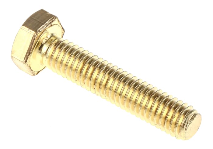 RS PRO Plain Brass, Hex Bolt, M6 x 30mm
