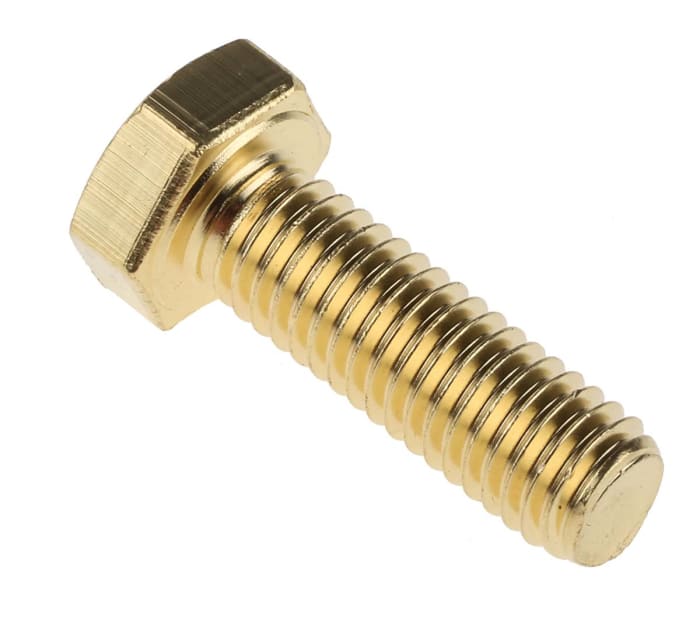 RS PRO, Plain Brass, Hex Bolt, M8 x 25mm, 483-2429