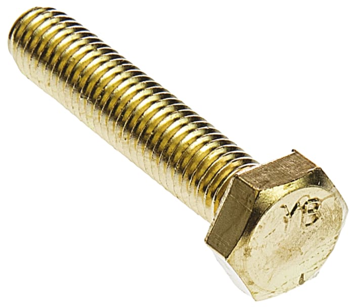 RS PRO Plain Brass, Hex Bolt, M8 x 40.0mm