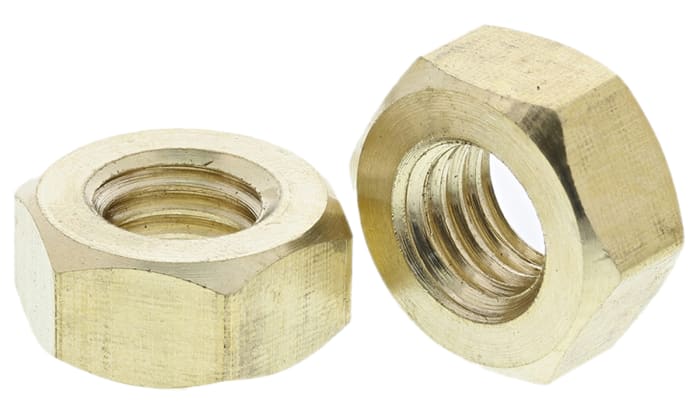 RS PRO, Plain Brass Hex Nut, DIN 934, M10