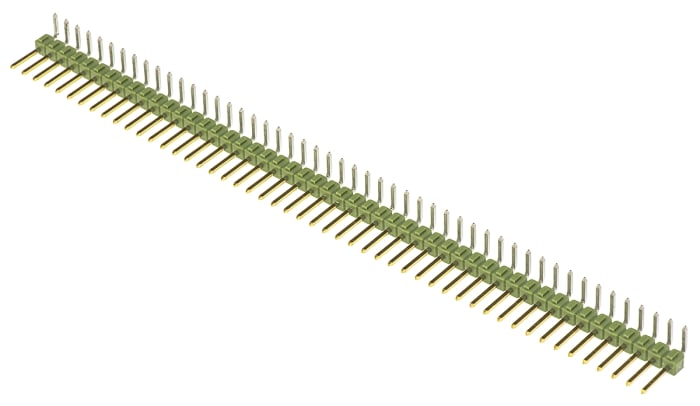TE Connectivity AMPMODU MOD II Series Right Angle Through Hole Pin Header, 50 Contact(s), 2.54mm Pitch, 1 Row(s),