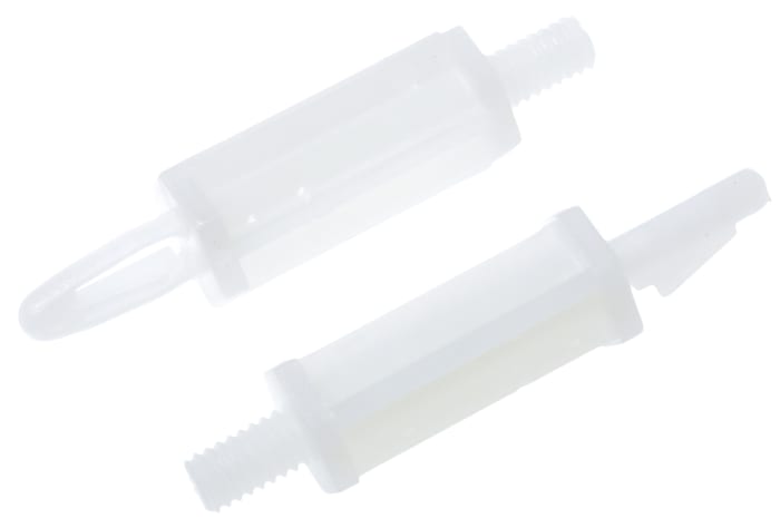 Distanční díl s čepy MSCBS 12 01 výška 19.1mm Nylon pro 4mm PCB otvor a 4mm otvor ve skříni a M4 závit