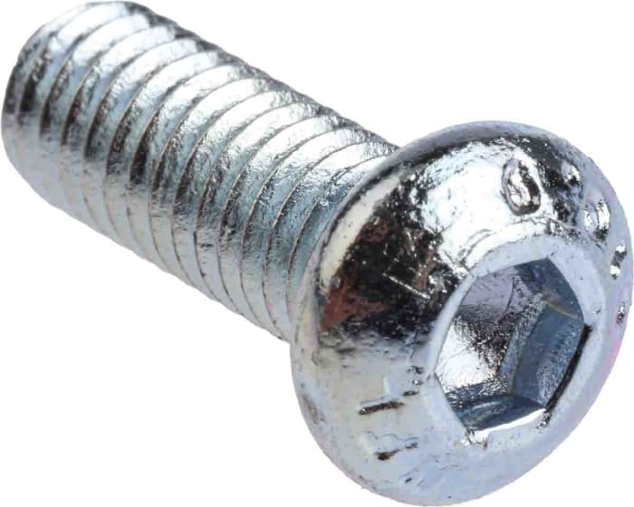 RS PRO Bright Zinc Plated Steel Hex Socket Button Screw, ISO 7380, M6 x 16mm