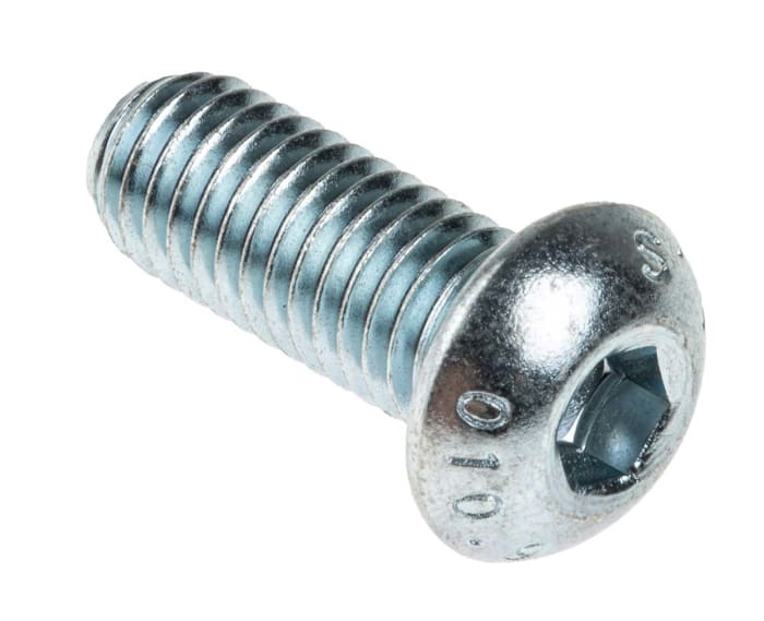 Šroub s vnitřním šestihranem, Ocel hlavice Vypouklý s vnitřním šestihranem, M8, délka: 20mm, Leskle pozinkovaný 1.25mm