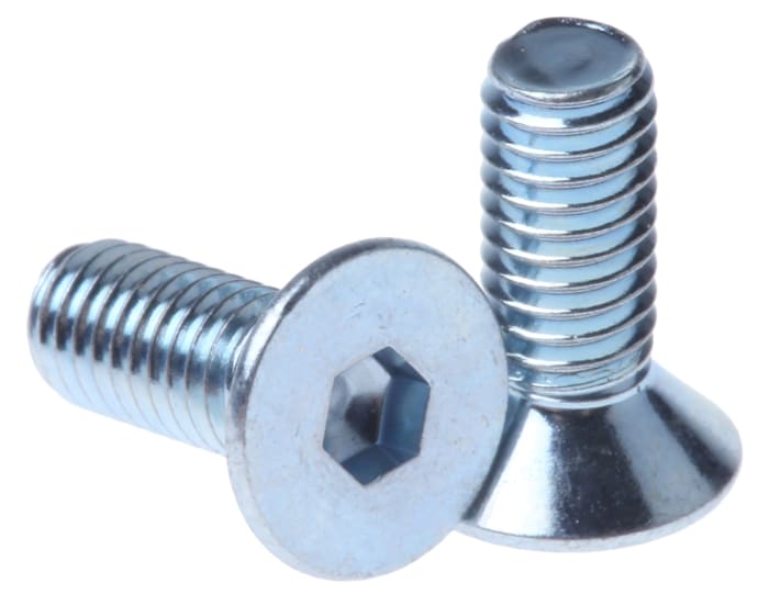Šroub s vnitřním šestihranem, Ocel hlavice Zápustný s vnitřním šestihranem, M3, délka: 8mm, Leskle pozinkovaný 0.5mm