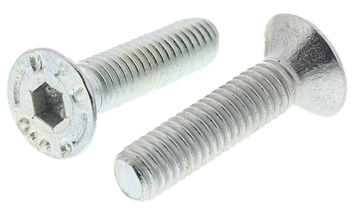 RS PRO M6 x 25mm Hex Socket Countersunk Screw Bright Zinc Plated Steel