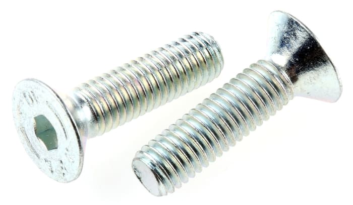 RS PRO, RS PRO M8 x 30mm Hex Socket Countersunk Screw Bright Zinc Plated  Steel, 483-9969